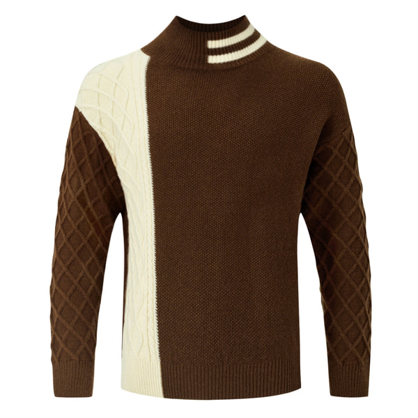 Sweater Men's Round Neck Multicolor Cable-knit Sweater