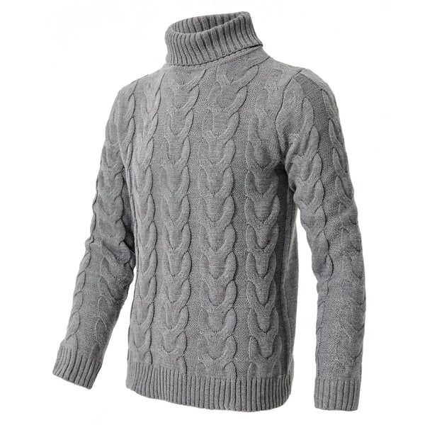 Men's Solid Color Turtleneck Sweater Fashion Leisure Pullover Knitwear